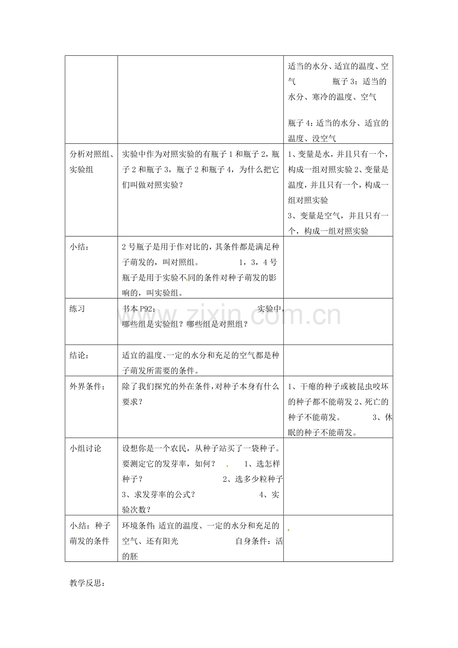 七年级生物上册 3.2.1 种子萌发教案 （新版）新人教版-（新版）新人教版初中七年级上册生物教案.doc_第2页