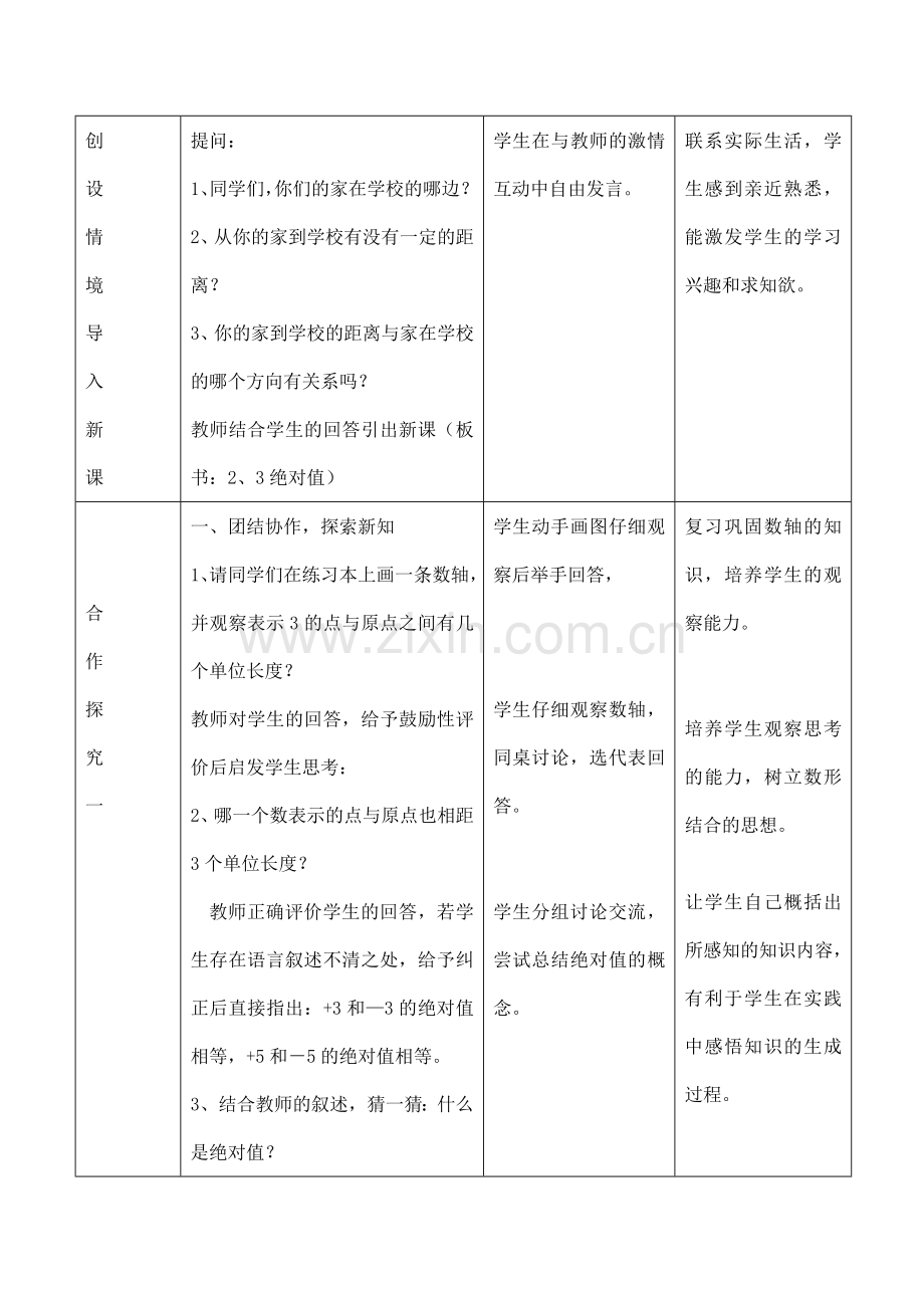 七年级数学上册 2.3绝对值教案冀教版.doc_第2页