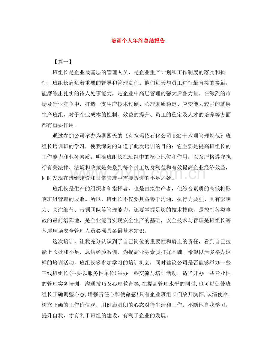 培训个人年终总结报告.docx_第1页