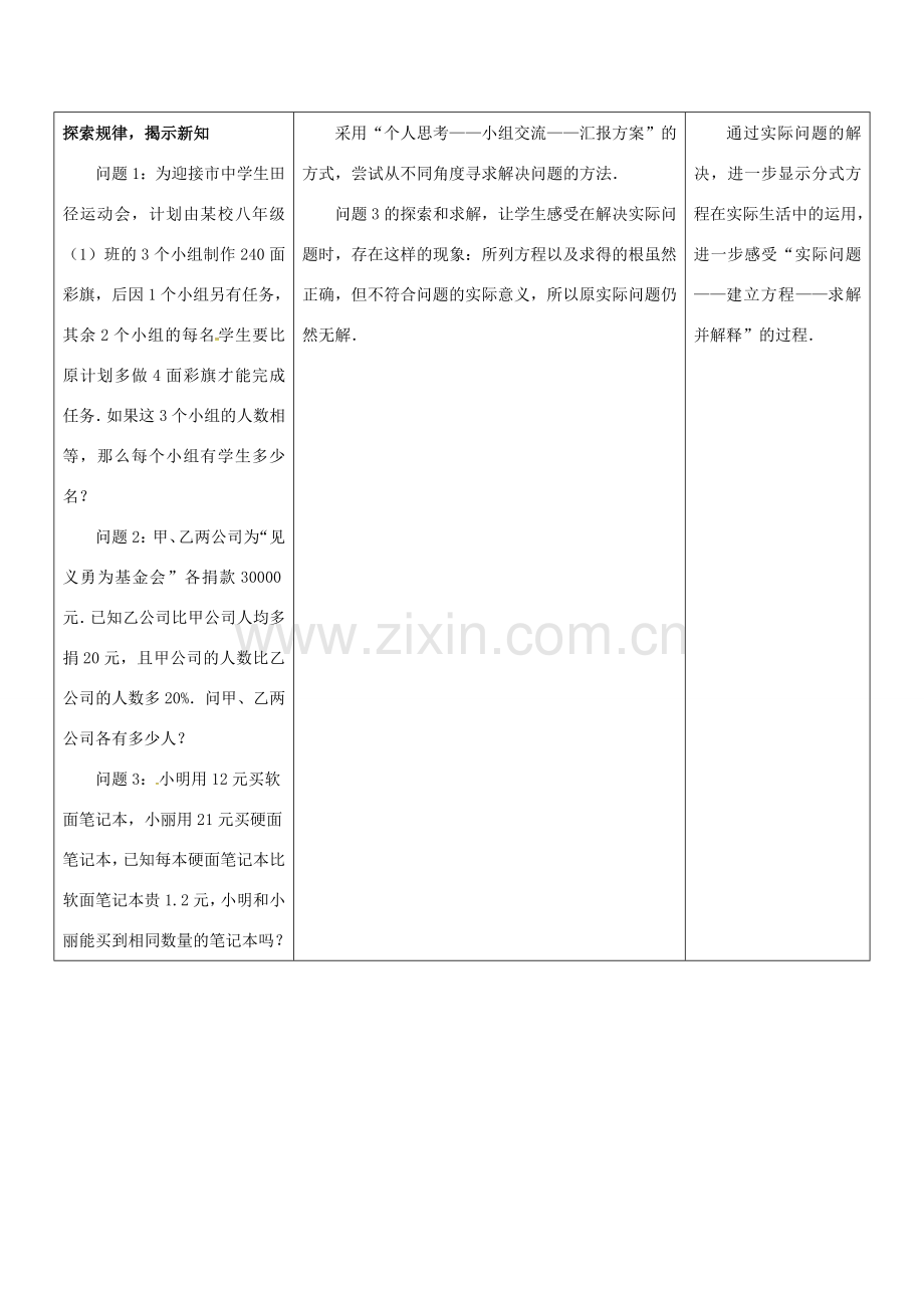 江苏省大丰市大中镇八年级数学下册 10.5 分式方程（3）教案 （新版）苏科版-（新版）苏科版初中八年级下册数学教案.doc_第2页