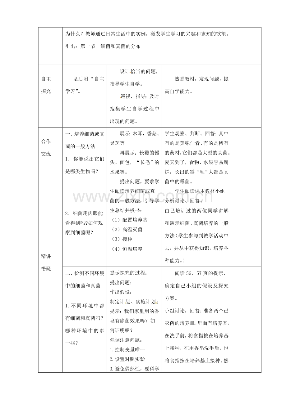 八年级生物上册 5.4.1细菌和真菌的分布教案 （新版）新人教版-（新版）新人教版初中八年级上册生物教案.doc_第2页