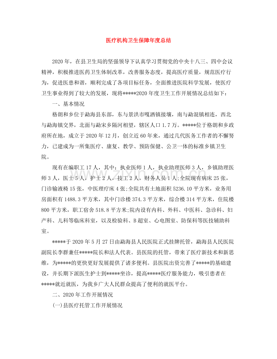 医疗机构卫生保障年度总结.docx_第1页