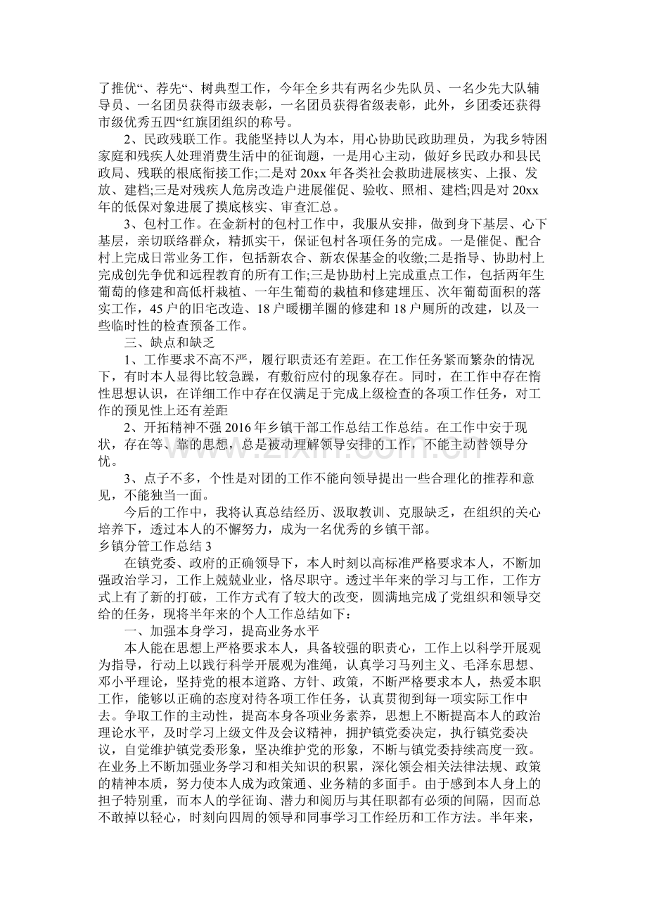 乡镇分管工作总结5篇.docx_第3页