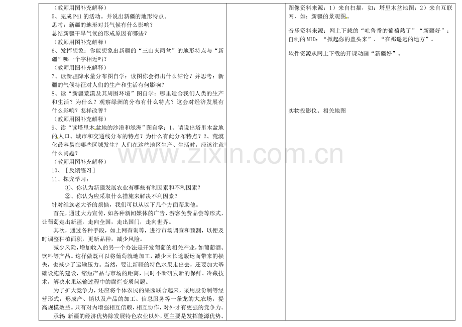 吉林省长春市第一零四中学八年级地理下册 第四节 西部开发的重要阵地-新疆维吾尔自治区教案 新人教版.doc_第2页