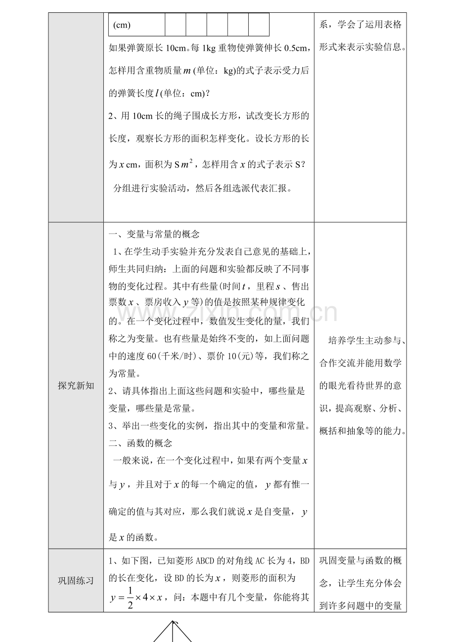 八年级数学课题： 14.1变量与函数⑴教案人教版.doc_第2页