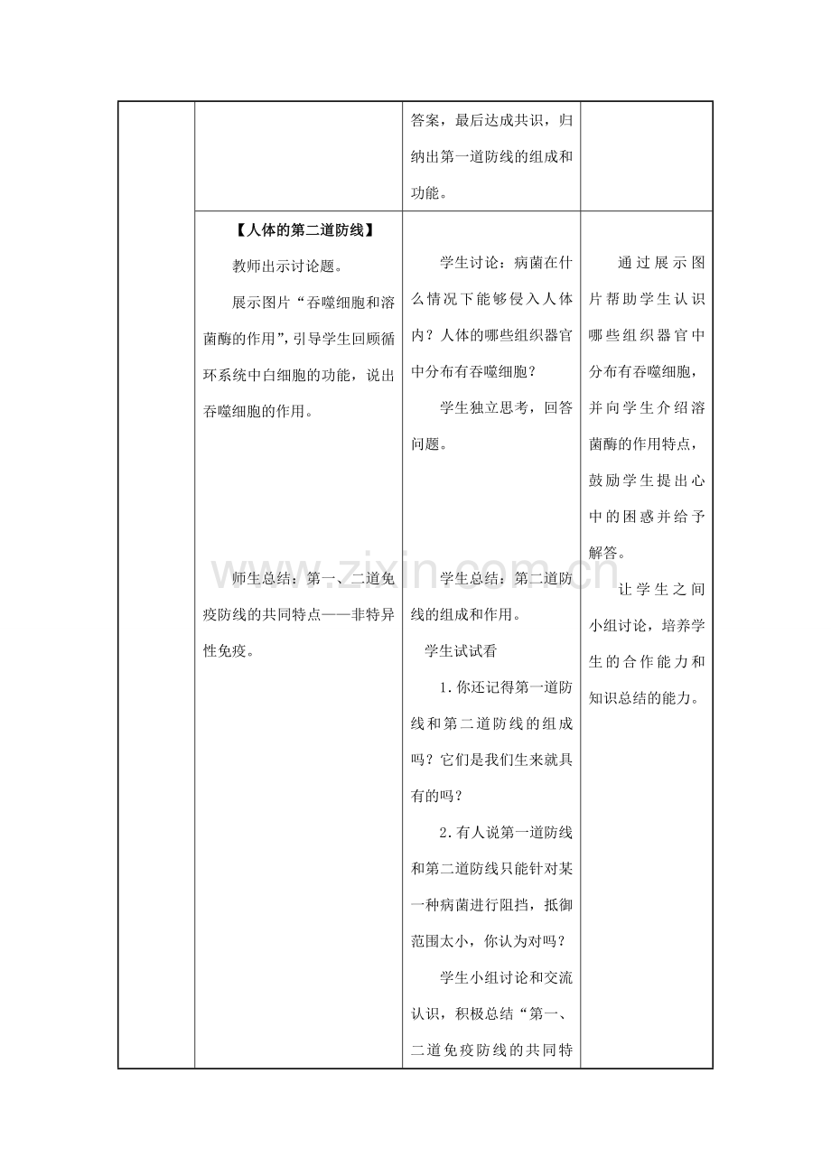 八年级生物下册 第八单元 健康地生活 第一章 传染病和免疫 第二节 免疫与计划免疫教案 （新版）新人教版-（新版）新人教版初中八年级下册生物教案.docx_第3页