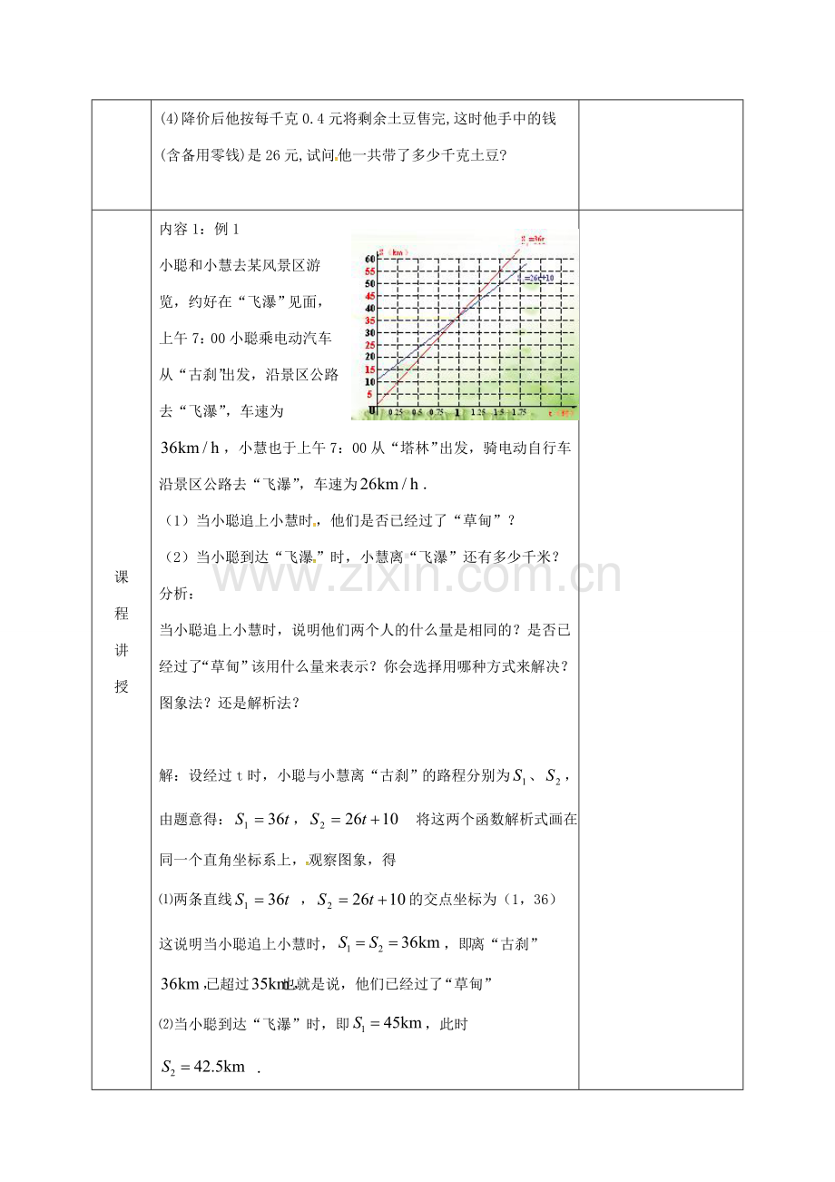 河北省邯郸市肥乡县八年级数学上册 第4章 一次函数 第4节 一次函数的应用教案 （新版）北师大版-（新版）北师大版初中八年级上册数学教案.doc_第2页