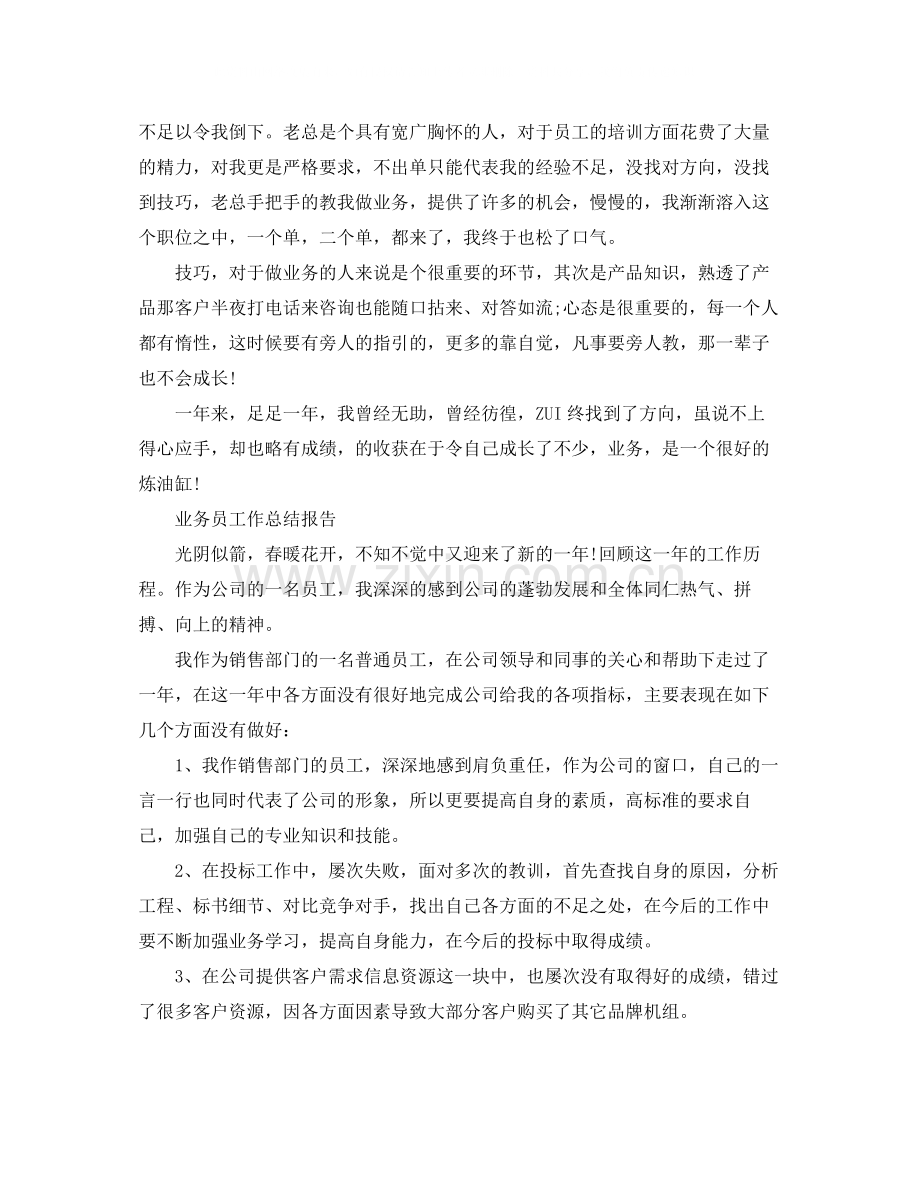 业务员工作总结报告范文5篇.docx_第2页