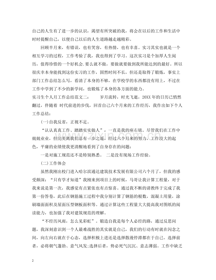 实习生个人月工作总结范文.docx_第2页