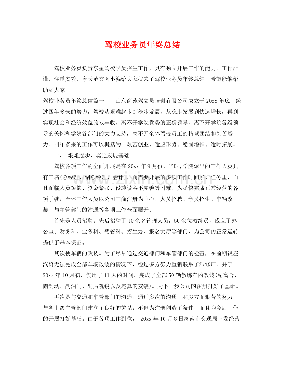 驾校业务员年终总结 .docx_第1页