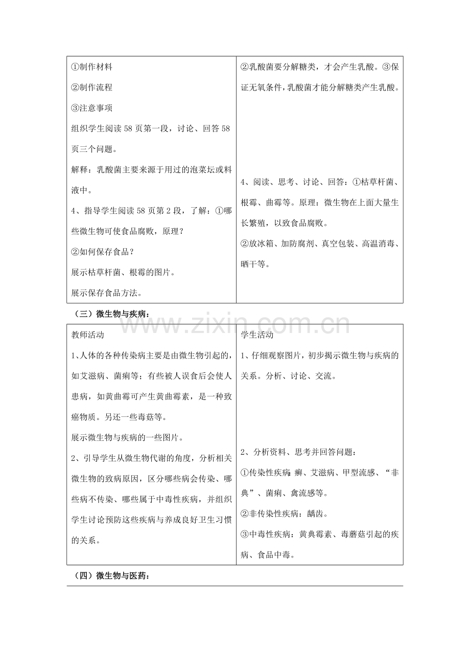 八年级生物上册 5.18.2 微生物与人类的关系教案1 北师大版-北师大版初中八年级上册生物教案.doc_第3页