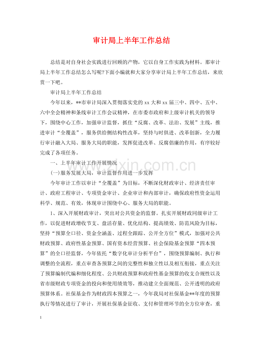 审计局上半年工作总结2.docx_第1页