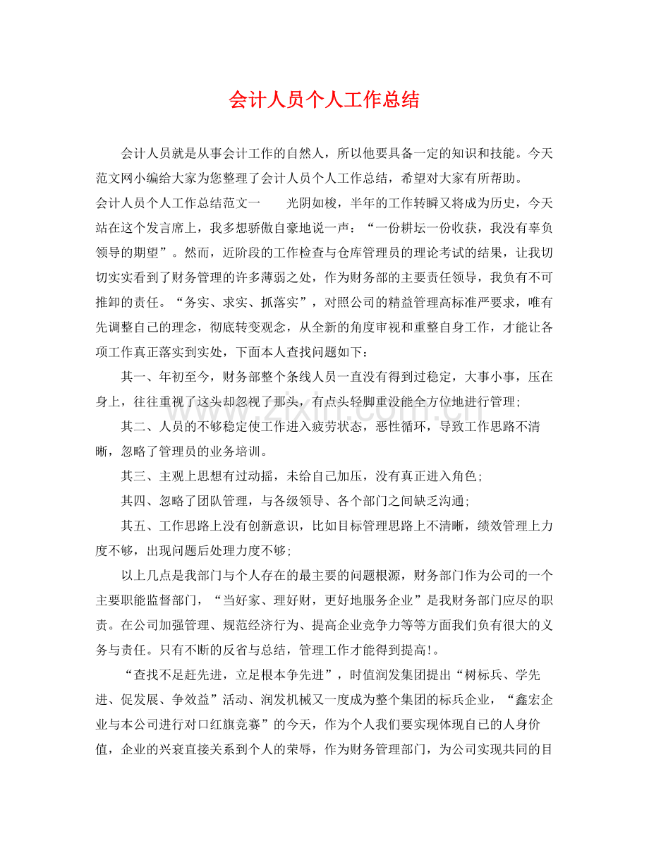 会计人员个人工作总结 .docx_第1页