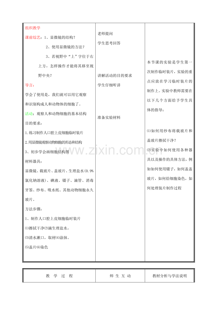 七年级生物上册《细胞的基本结构和功能》教案2 北师大版.doc_第2页