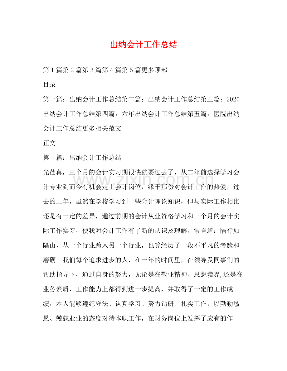 出纳会计工作总结 .docx_第1页