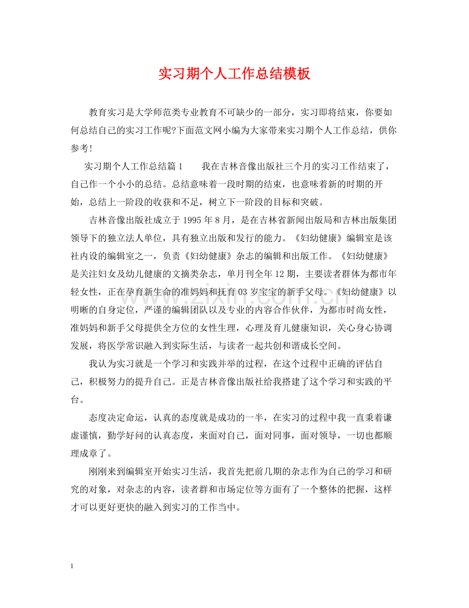 实习期个人工作总结模板.docx_第1页