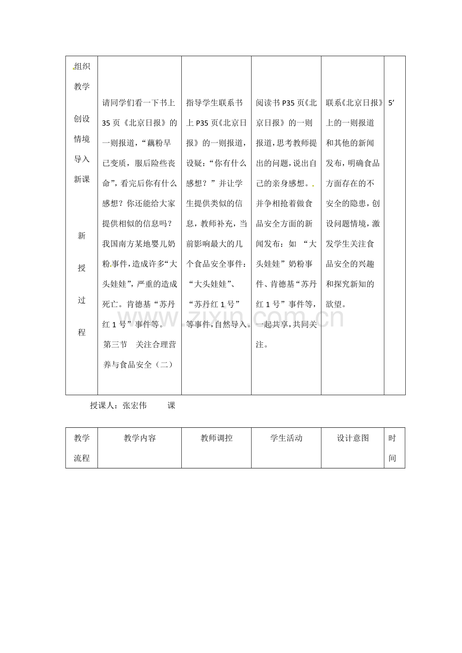 辽宁省大连市第四十二中学七年级生物下册 第二章 第三节 关注合理营养与食品安全（二）教案 新人教版.doc_第2页