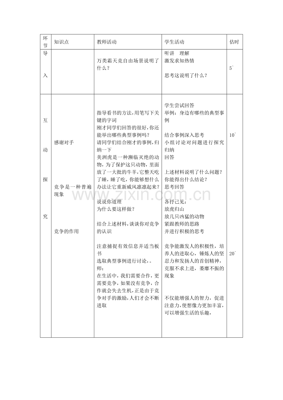 八年级政治上册 3.5.2 竞争不忘合作教案 鲁教版-鲁教版初中八年级上册政治教案.doc_第2页