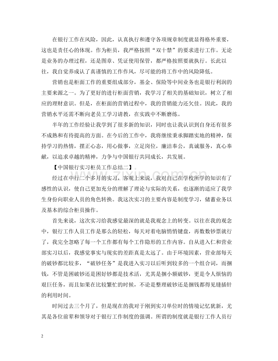 国银行实习柜员工作总结范文.docx_第2页