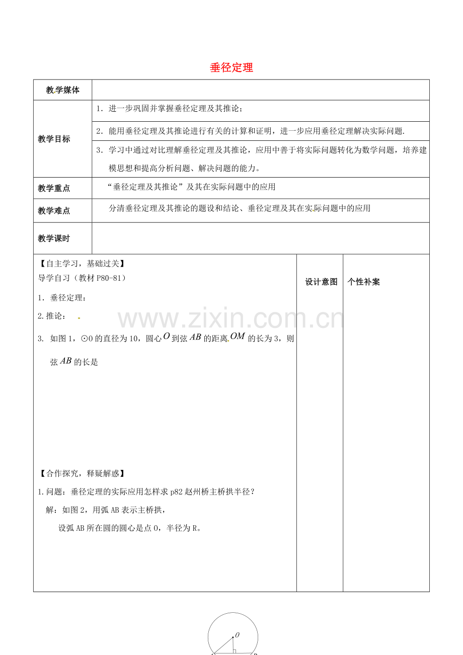 广东省东莞市寮步镇泉塘村九年级数学上册 第24章《圆》垂径定理教案2 （新版）新人教版-（新版）新人教版初中九年级上册数学教案.doc_第1页