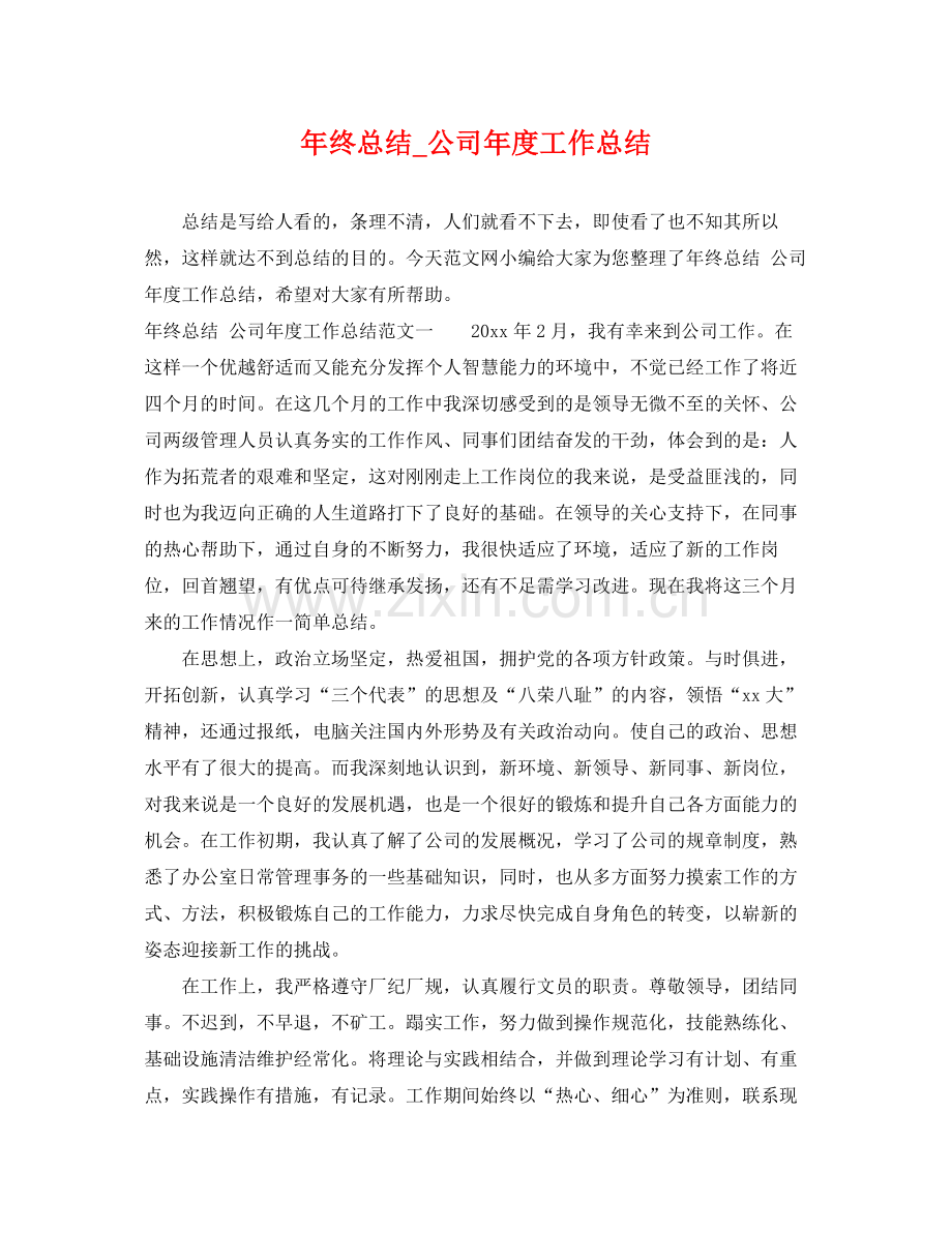 年终总结_公司年度工作总结 .docx_第1页