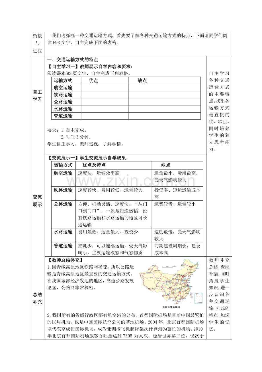 八年级地理上册《第4章 第3节 合理发展交通运输》（第2课时）教案 （新版）商务星球版-（新版）商务星球版初中八年级上册地理教案.doc_第2页