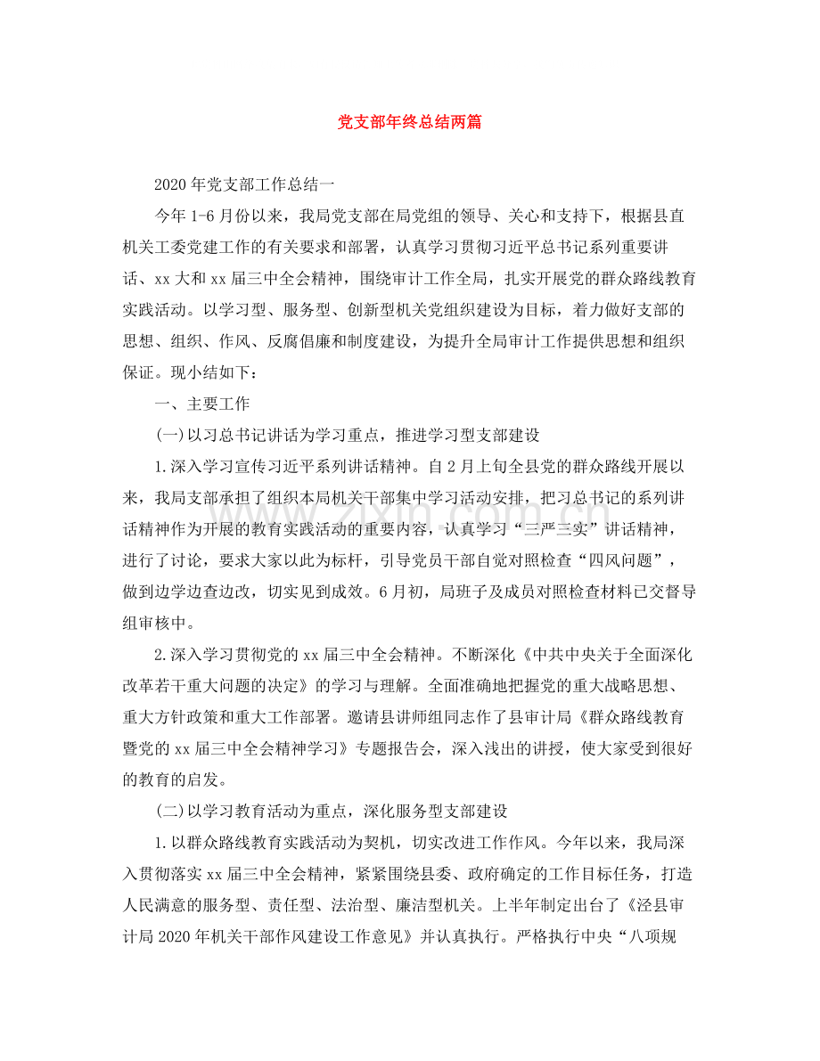 党支部年终总结两篇.docx_第1页