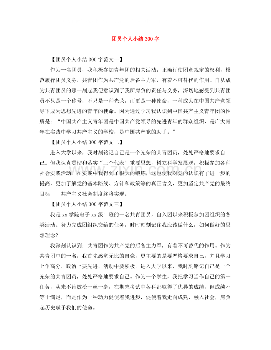 团员个人小结300字.docx_第1页