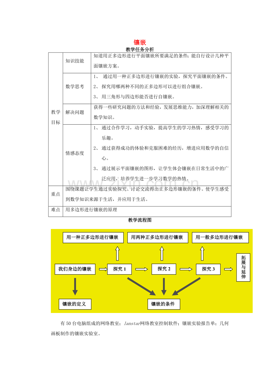 安徽省安庆市桐城吕亭初级中学七年级数学下册 镶嵌教案 新人教版.doc_第1页