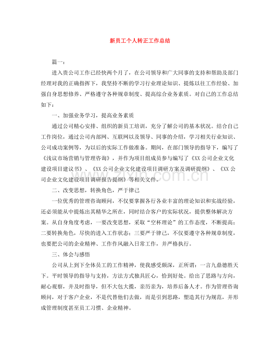 新员工个人转正工作总结.docx_第1页