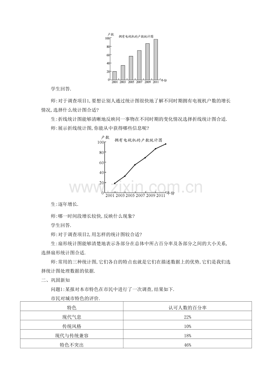 秋七年级数学上册 5.3 用统计图描述数据教学设计 （新版）沪科版-（新版）沪科版初中七年级上册数学教案.doc_第2页