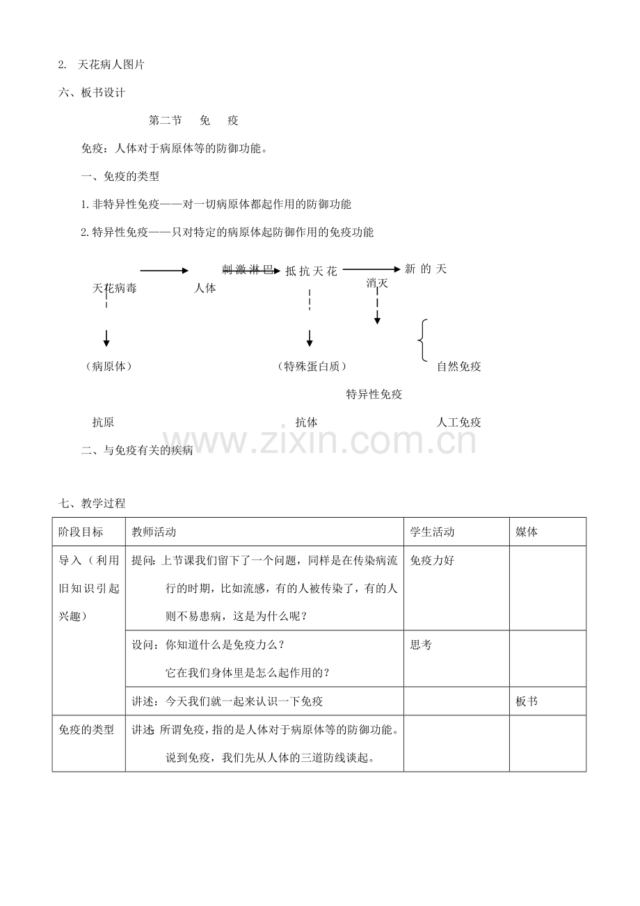 八年级生物上册 第十二章 第二节 免疫教案 北京课改版.doc_第2页