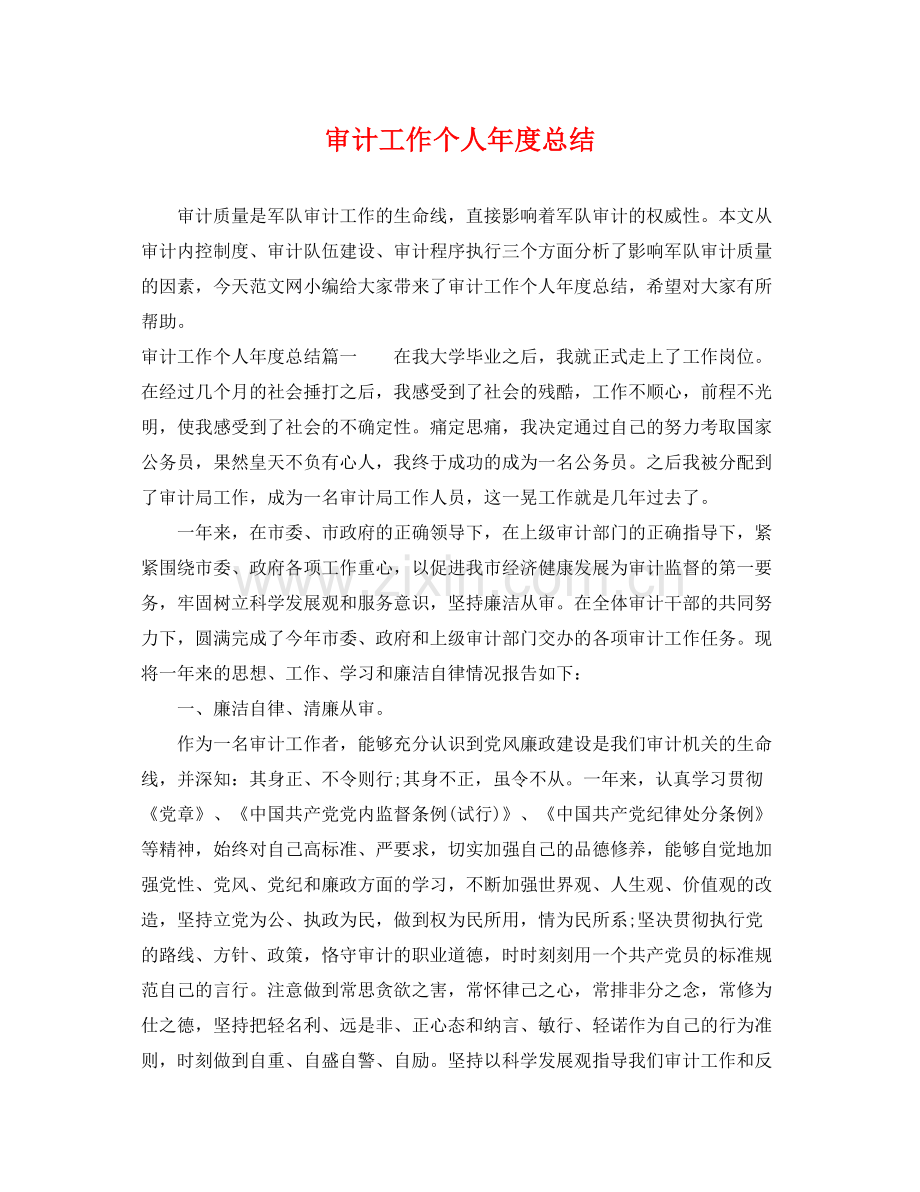 审计工作个人年度总结 .docx_第1页