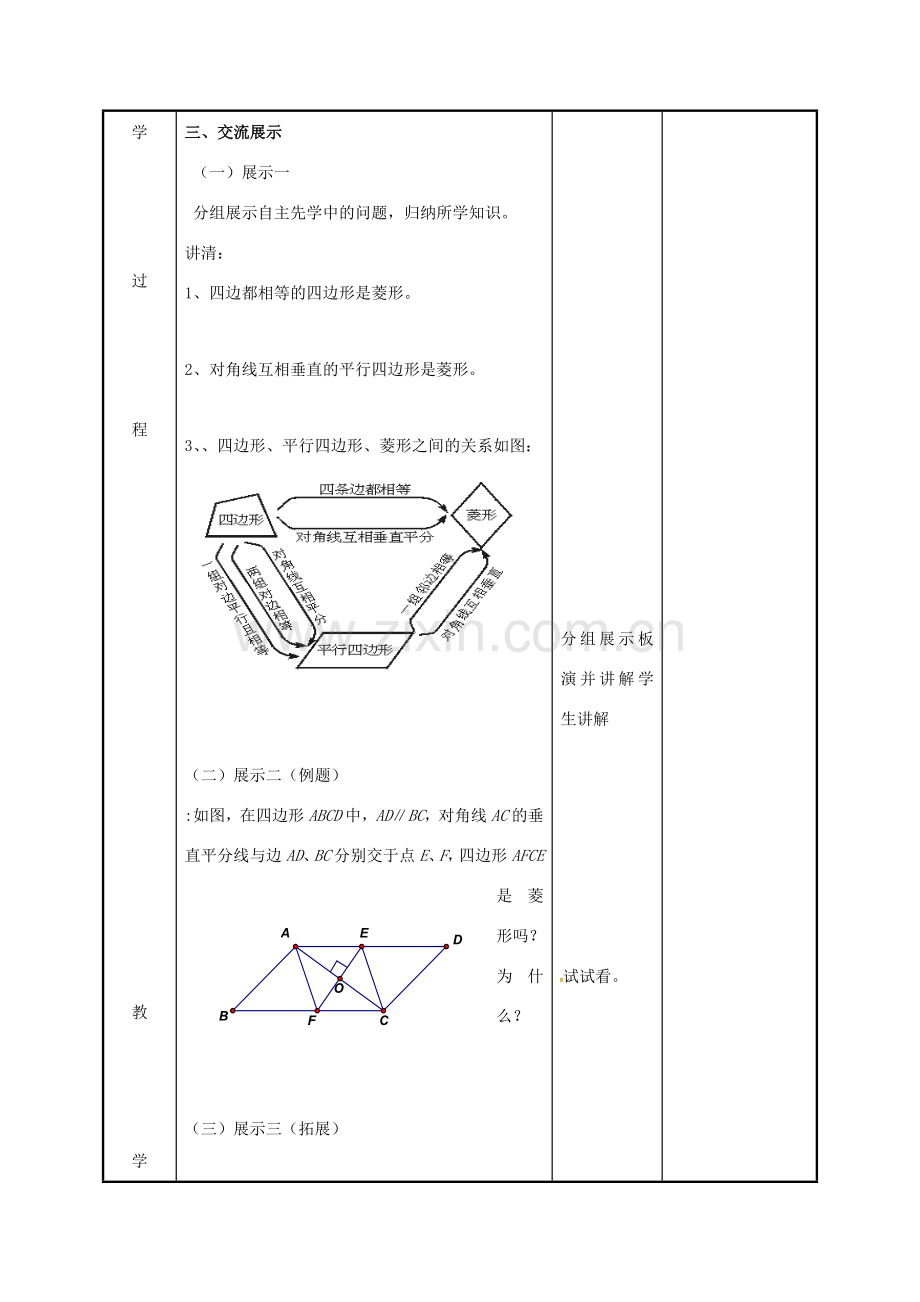 江苏省徐州市新沂市踢球山乡八年级数学下册 第九章 中心对称图形—平形四边形 9.4 矩形、菱形、正方形（4）教案 （新版）苏科版-（新版）苏科版初中八年级下册数学教案.doc_第3页