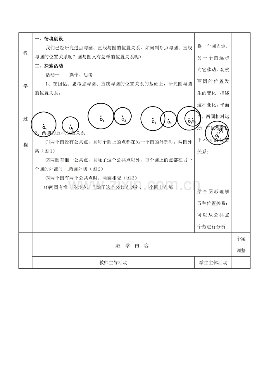 江苏省新沂市第二中学九年级数学上册 5.6 圆与圆的位置关系教案 苏科版.doc_第2页