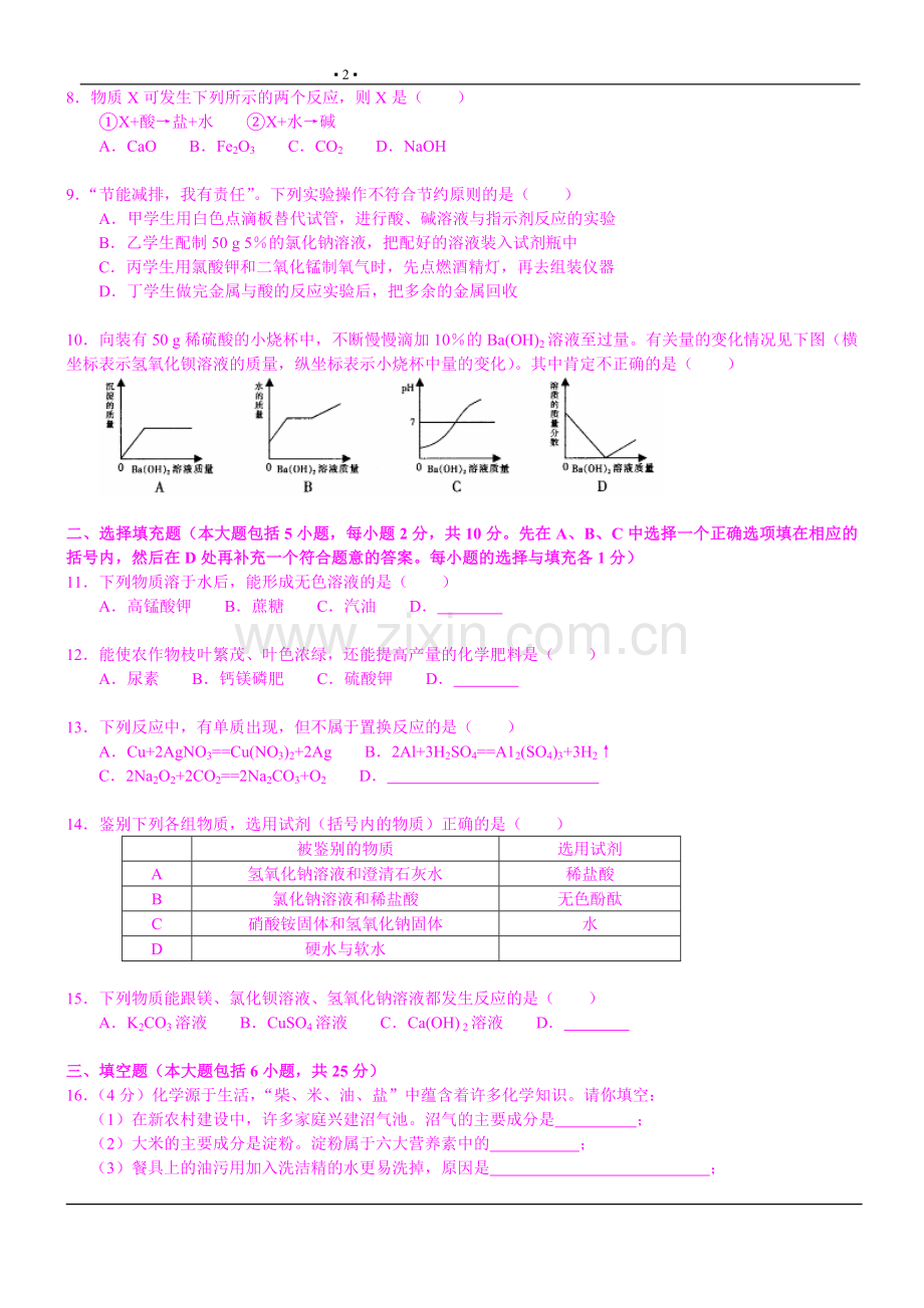 江西省2008年高级中等学校招生考试化学.doc_第2页