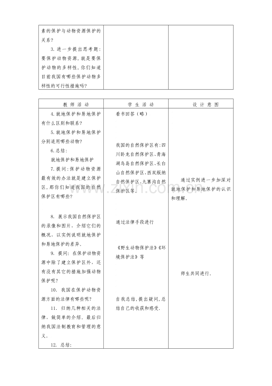 八年级生物：第17章第3节 我国动物资源的保护教案北师大版.doc_第2页