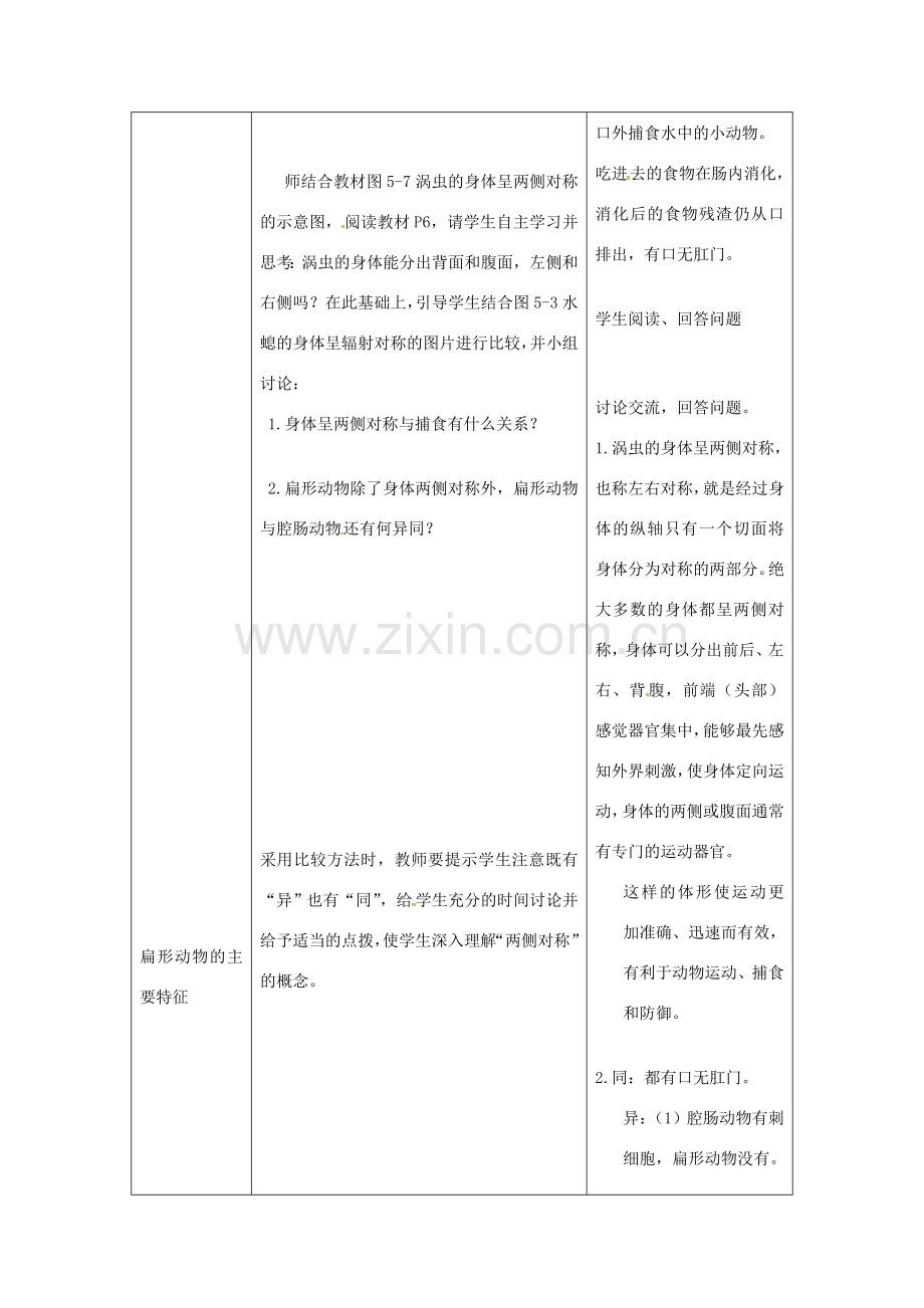 八年级生物上册 第五单元 第一章 第一节 腔肠动物和扁形动物《扁形动物》教案 （新版）新人教版-（新版）新人教版初中八年级上册生物教案.doc_第2页