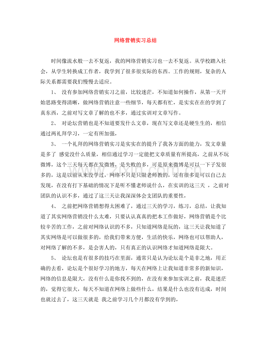 网络营销实习总结.docx_第1页