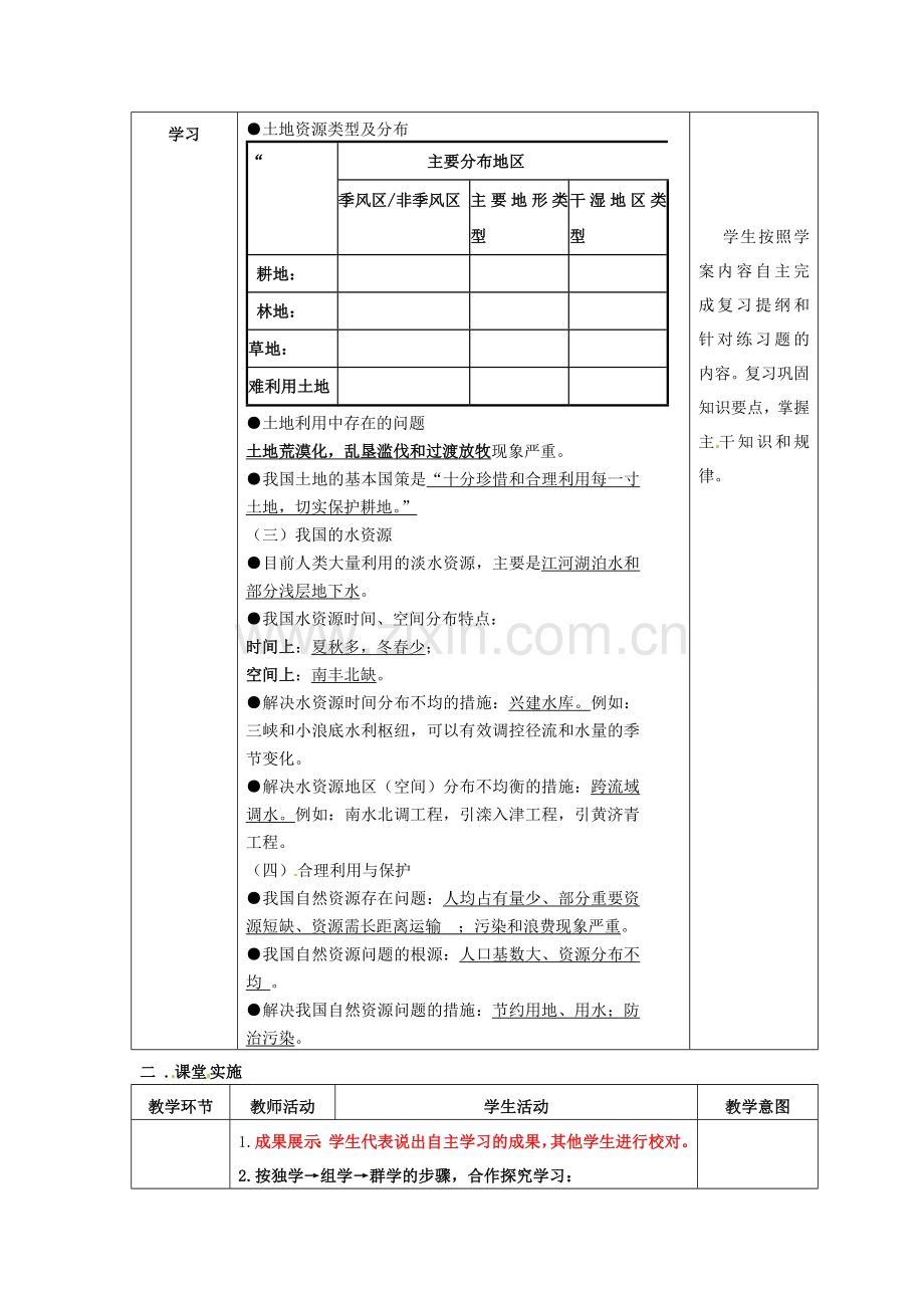 八年级地理上册 第三章 中国的自然资源复习教案1 （新版）商务星球版.doc_第2页