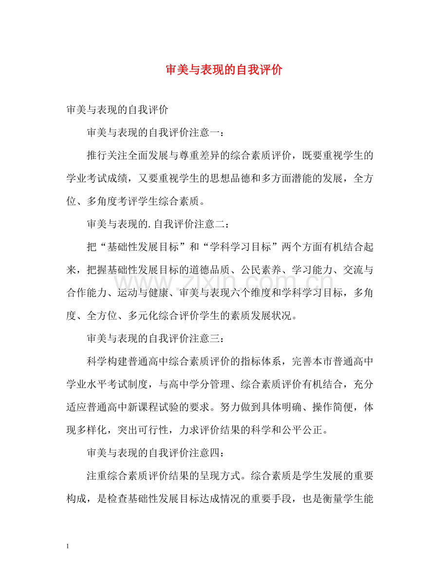 审美与表现的自我评价.docx_第1页