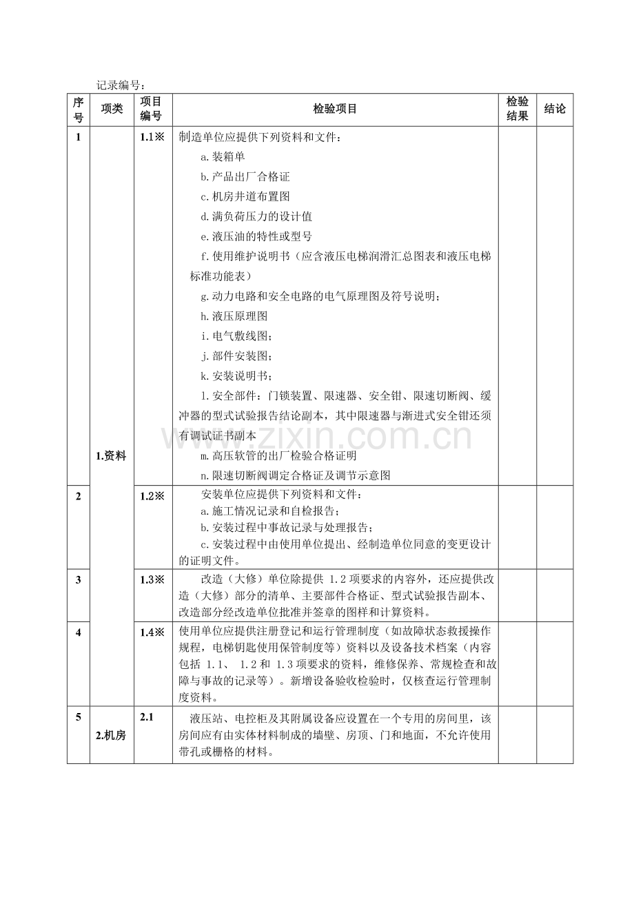 液压电梯监督检验与定期检验原始记录.doc_第3页