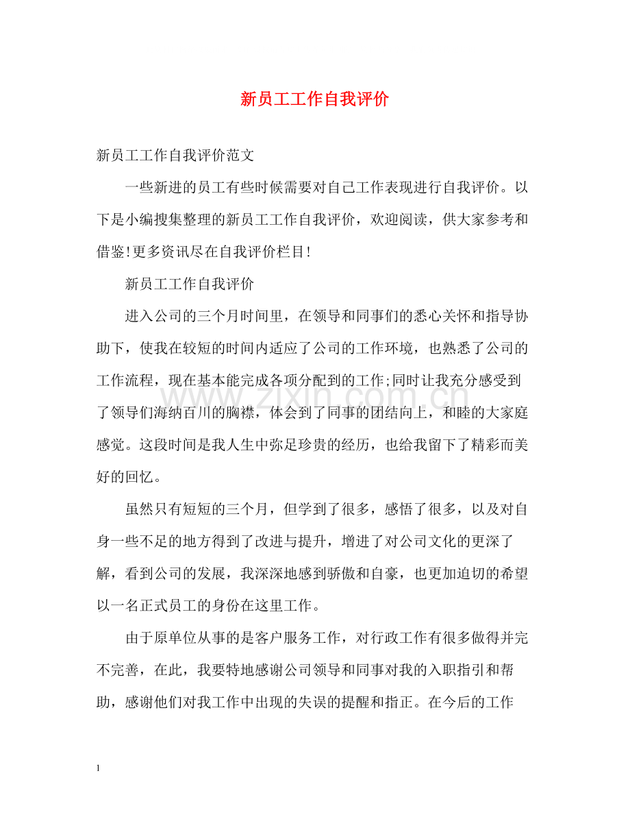 新员工工作自我评价.docx_第1页