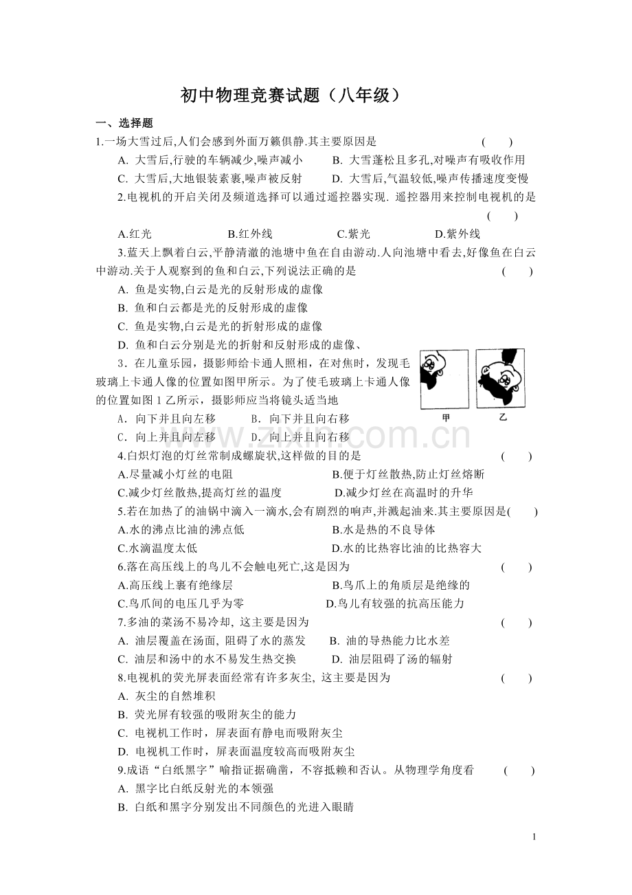 初中物理竞赛试题(八年级).doc_第1页