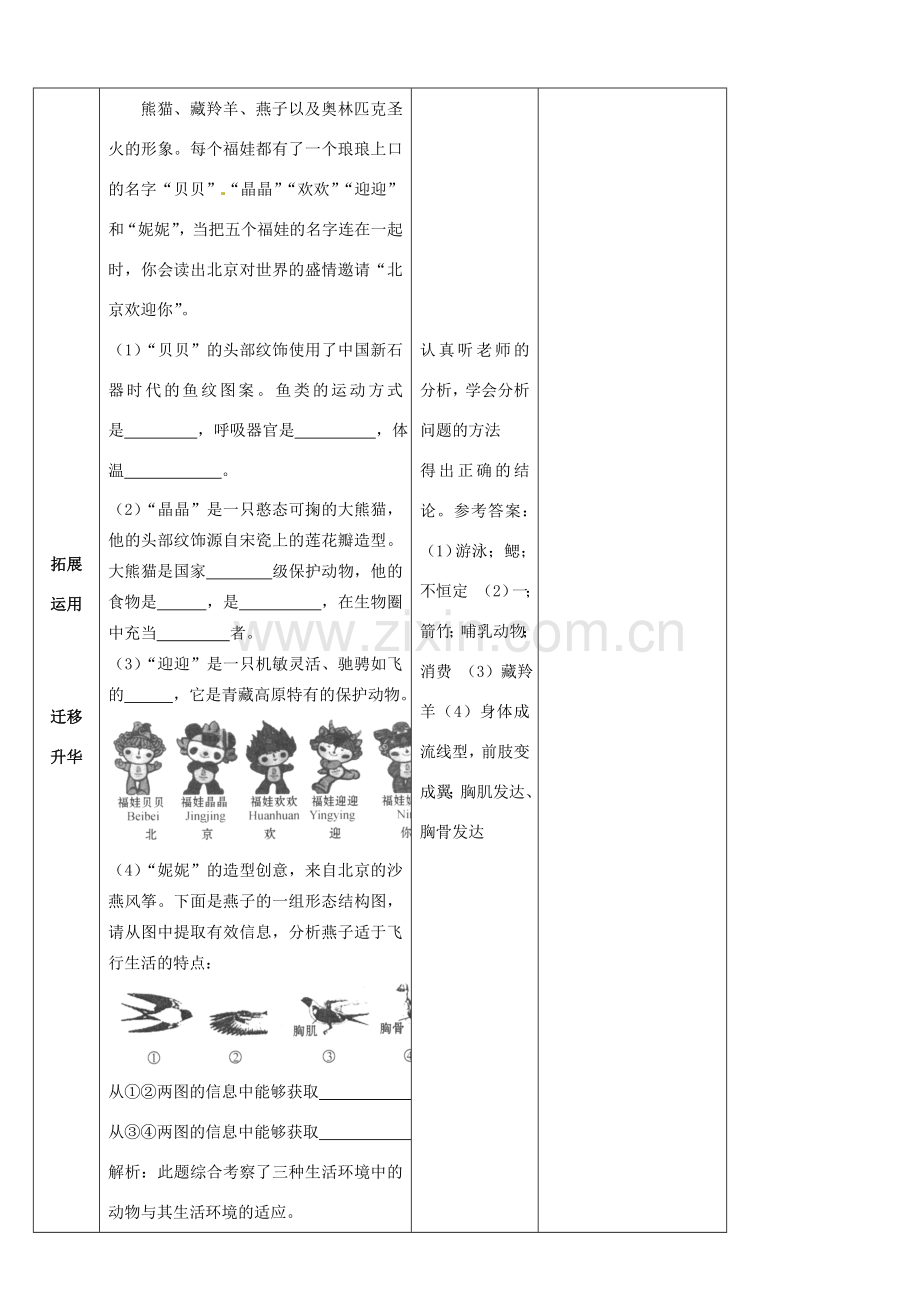 山东省宁阳县第二十五中学八年级生物上册《第五单元 第一章 第四-六节 脊椎动物》复习教案 （新版）新人教版.doc_第3页