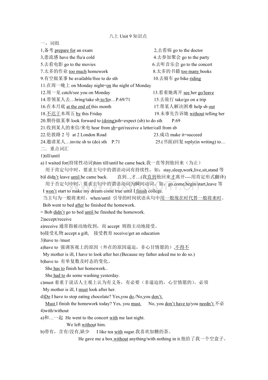 2014--2015年新目标九年级英语Unit-9课文知识点.doc_第1页