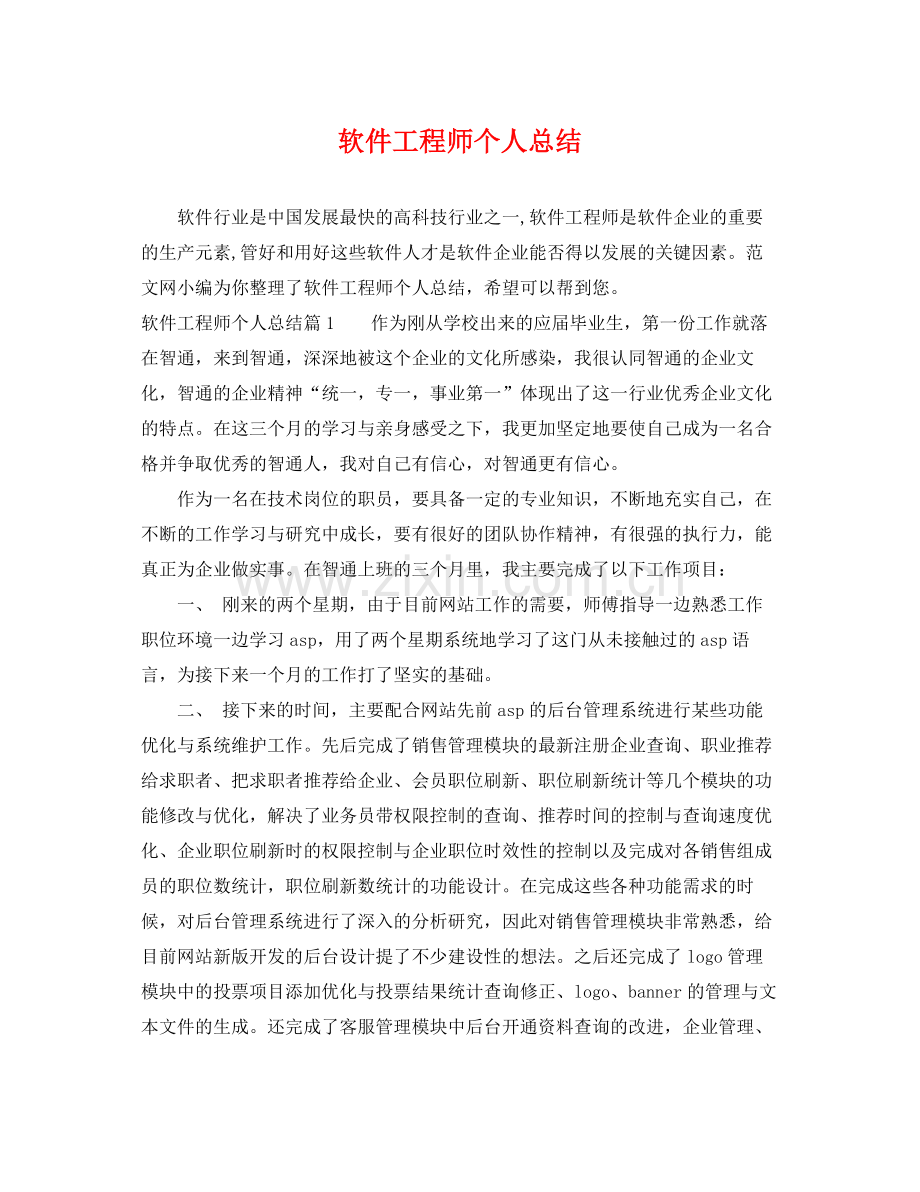 软件工程师个人总结 .docx_第1页