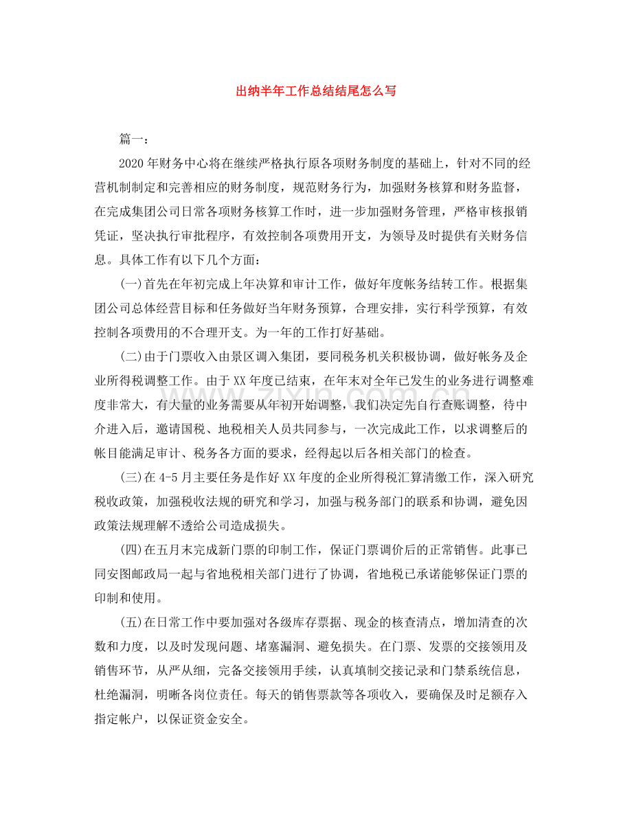 出纳半年工作总结结尾怎么写.docx_第1页