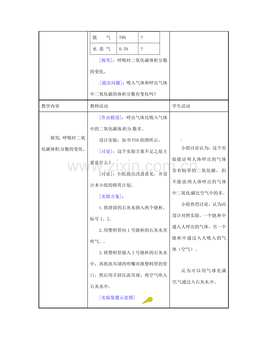 七年级生物下册 第10章 第4节 人体内的气体交换教案 苏教版.doc_第2页