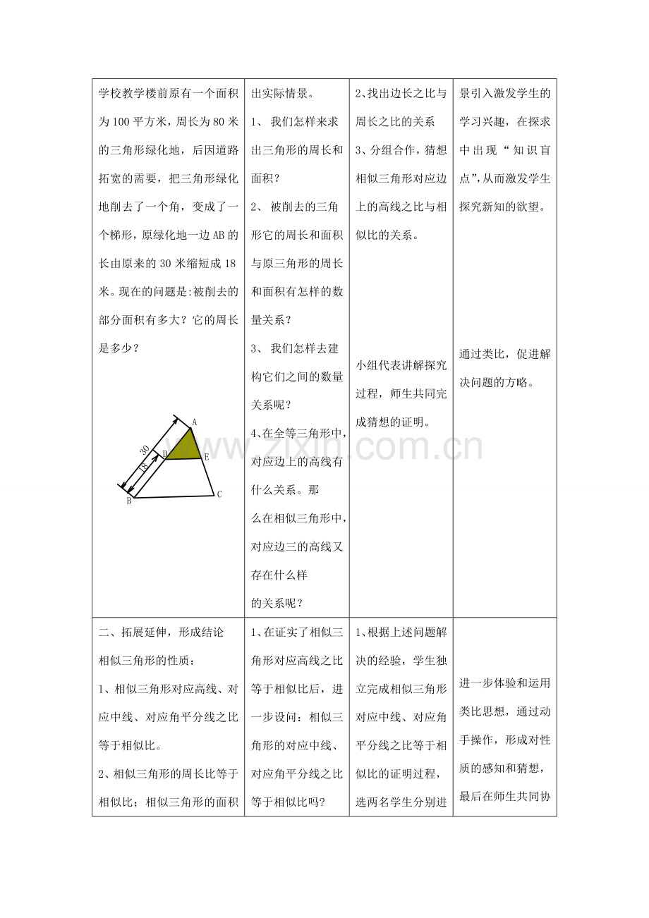 浙江省慈溪市横河初级中学九年级数学上册 4.4相似三角形的性质及其应用教案（1） 浙教版.doc_第2页